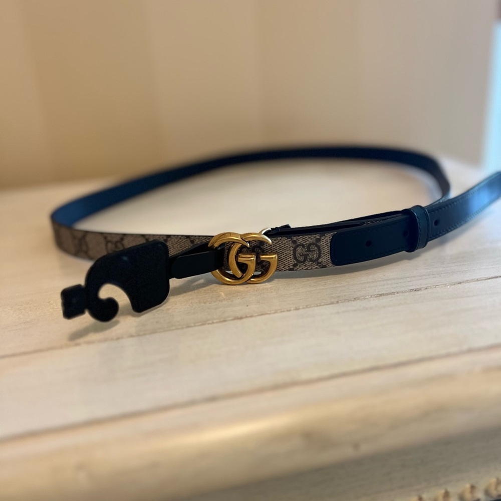 Gucci Brown and Black Belt with Gold Buckle